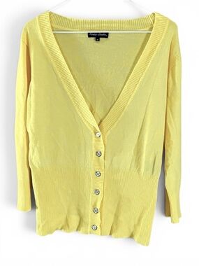 Bright Yellow Cardigan Knit Career Sweater
